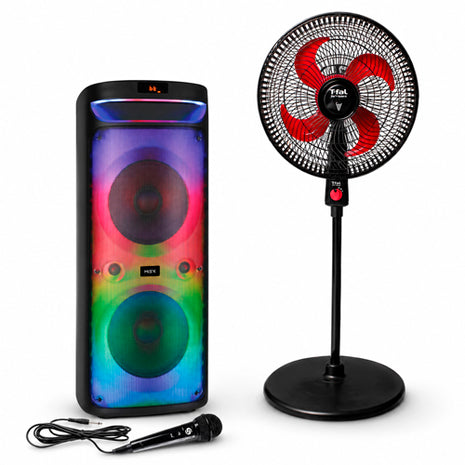 Combo T-fal Ventilador de pedestal 16" Air Maxx - VE31A3X0 + Misik Sistema de audio negro unibody Bluetooth - MB2240