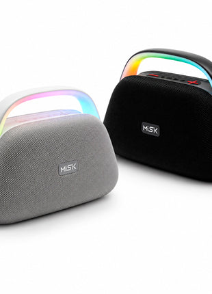 Combo Misik Bocina Portátil TWS con luz LED y reproductor tarjeta SD, blanco - MS268BL + Misik Bocina Portátil TWS con luz LED y reproductor tarjeta SD, negro - MS268NG