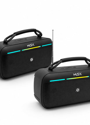 Combo Misik 2 Bocinas Portátiles TWS con luz LED y reproductor tarjeta SD, negro - MS250