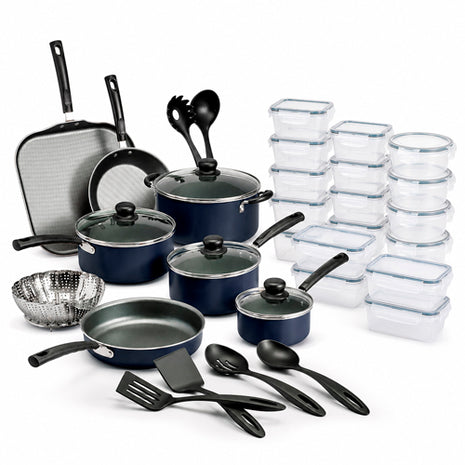 Combo Tramontina Batería Primaware 18 Piezas Azul Marino - 3230-466 + Redlemon Contenedores para alimentos plástico transparente 16 piezas con tapa - 83104-Bl