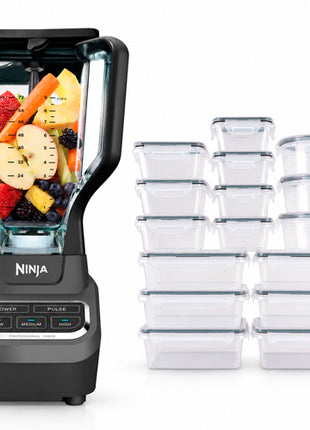 Combo Ninja Licuadora Profesional 2.1L - BL610-NEGRO + Redlemon Contenedores para alimentos plástico transparente 16 piezas con tapa - 83104-Bl
