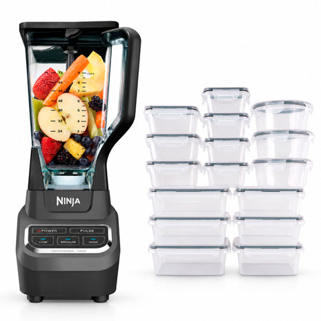 Combo Ninja Licuadora Profesional 2.1L - BL610-NEGRO + Redlemon Contenedores para alimentos plástico transparente 16 piezas con tapa - 83104-Bl