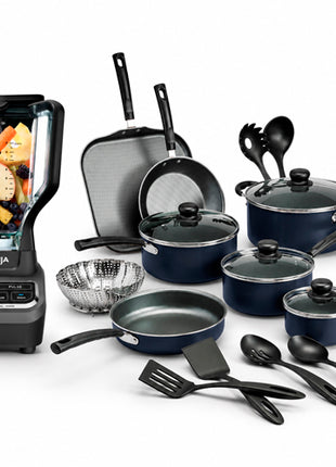 Combo Ninja Licuadora Profesional 2.1L - BL610-NEGRO + Tramontina Batería Primaware 18 Piezas Azul Marino - 3230-466
