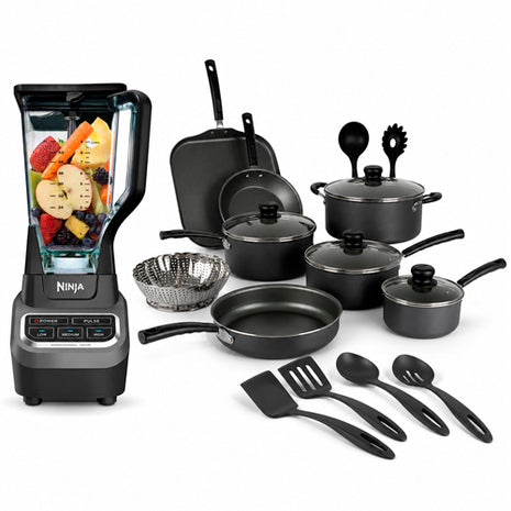 Combo Ninja Licuadora Profesional 2.1L - BL610-NEGRO + Tramontina Batería Primaware 18 Piezas Negro - 80119545