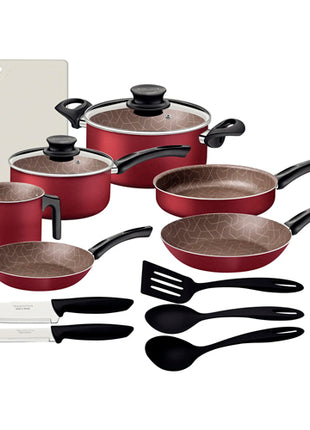 Tramontina Batería de Cocina Paris 14 piezas 27899365 rojo en aluminio con revestimiento antiadherente Starflon Max