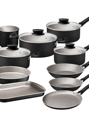 Tramontina Batería de cocina Linz 28299007 negro en aluminio con antiadherente Starflon Max negro 10 piezas