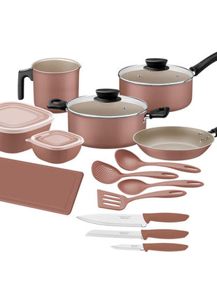 Tramontina Batería de cocina 28299310 mocaccino en aluminio con antiadherente Starflon Max 14 piezas