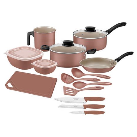 Tramontina Batería de cocina 28299310 mocaccino en aluminio con antiadherente Starflon Max 14 piezas