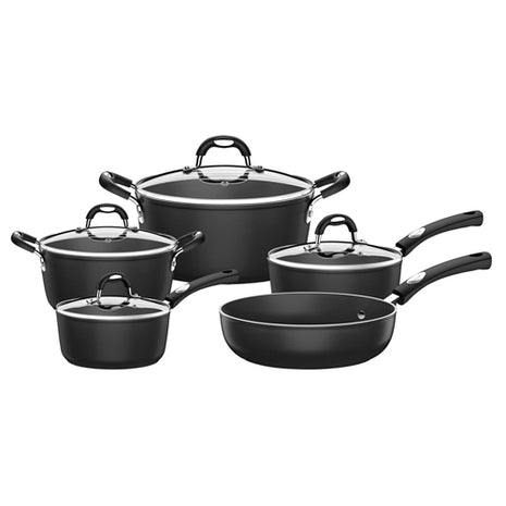 Tramontina Batería de Cocina Mónaco Induction 5 piezas 28799002 negro en aluminio con revestimiento antiadherente Starflon Premium