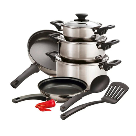 Tramontina Batería de Cocina 10 piezas 32300409 plata en acero inoxidable con espesor de 0.5mm