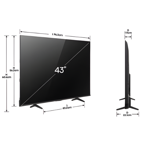 Hisense Televisión Pantalla 43’’ Pulgadas Smart TV 4k UHD 43A65NV