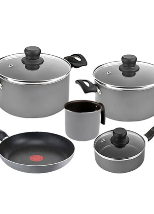 T-fal Batería de cocina Talent 5820600-GRIS de 8 piezas revestimiento antiadherente Easy Plus