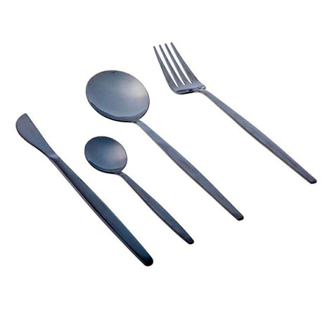 Vasconia Set de cubiertos 60001367 negro de 16 piezas de acero inoxidable