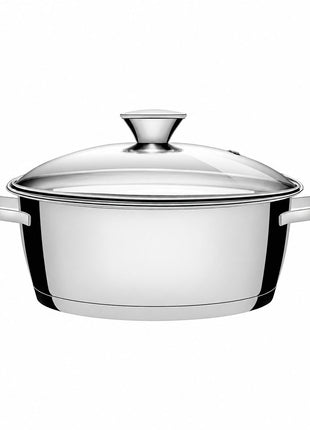 Tramontina Cacerola rasa Allegra de acero inoxidable con fondo triple de 24 cm y 4,2 L