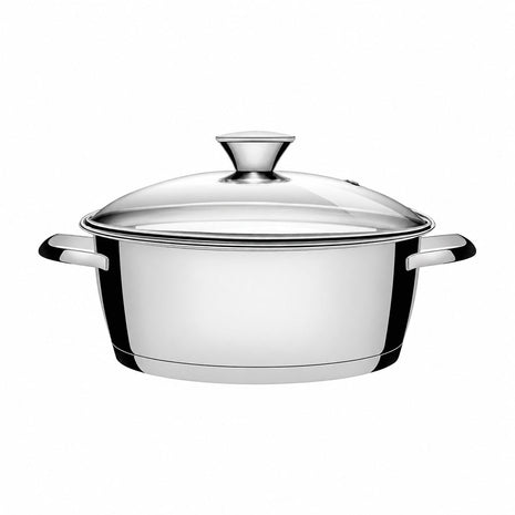 Tramontina Cacerola rasa Allegra de acero inoxidable con fondo triple de 24 cm y 4,2 L