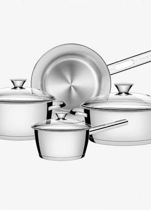 Tramontina Batería de cocina Allegra 65650323 de acero inoxidable con fondo triple de 4 piezas