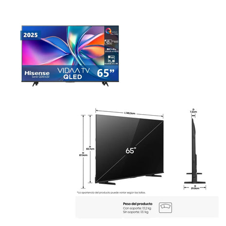 Hisense Televisión 65” Pulgadas 65QD65QV QLED 4K Smart TV