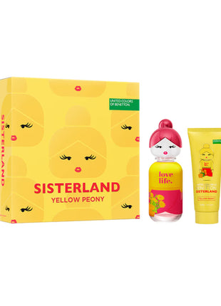 Benetton Set 2 pzas Sisterland Yellow peony edt 80 ml / body lotion 75 ml. Dama