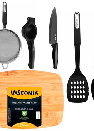 Vasconia Set de utensilios 6 piezas 70010304 negro de nylon resistente