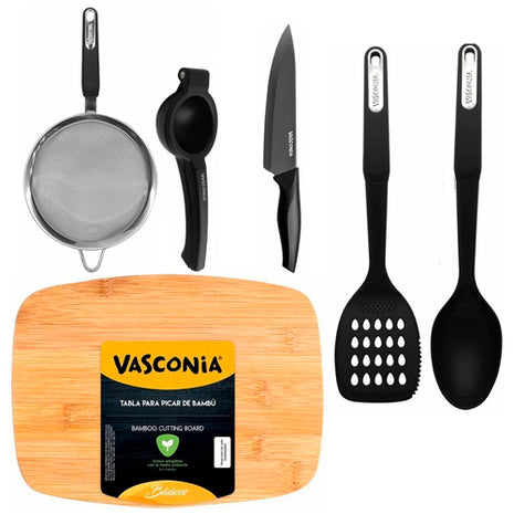 Vasconia Set de utensilios 6 piezas 70010304 negro de nylon resistente