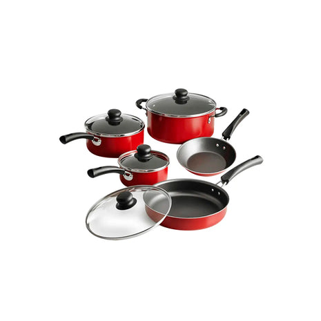 Tramontina Batería de Cocina Simple Cooking 9 piezas 80112646 rojo con revestimiento antiadherente Starflon Max