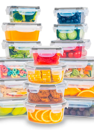 Redlemon Contenedores para alimentos 83104-Bl transparente reutilizables de plástico de 16 piezas con tapa