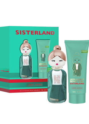 Benetton Set 2 pzas Sisterland Green Jasmine edt 80 ml / body lotion 75 ml. Dama