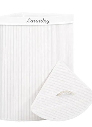 Cesto esquinero de bambú para ropa blanco 97279BL Good & Good