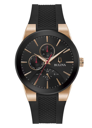 Bulova reloj Mod. 97C112, color: negro con oro rosa, para caballero