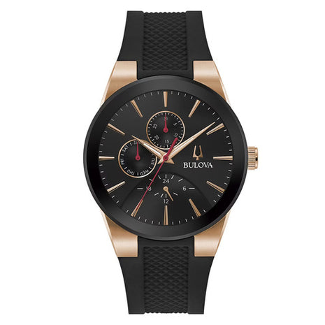 Bulova reloj Mod. 97C112, color: negro con oro rosa, para caballero