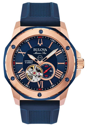 Bulova reloj Mod. 98A227, color: azul con oro rosa, para caballero