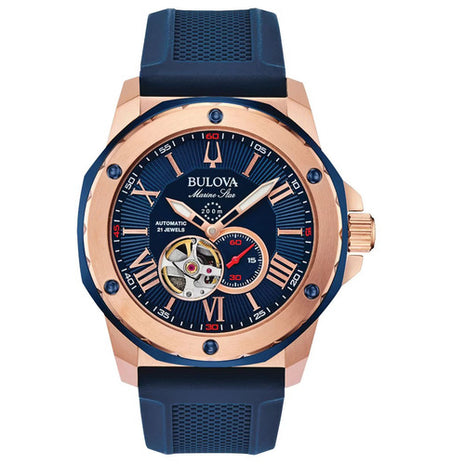 Bulova reloj Mod. 98A227, color: azul con oro rosa, para caballero