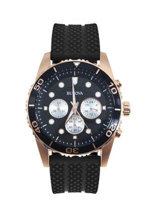 Bulova reloj Mod. 98A298, color: negro con oro rosa, para caballero