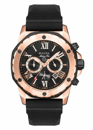 Bulova reloj Mod. 98B104, color: negro con oro rosa, para caballero