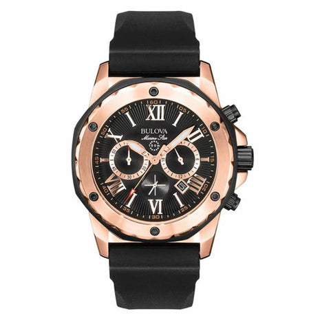 Bulova reloj Mod. 98B104, color: negro con oro rosa, para caballero