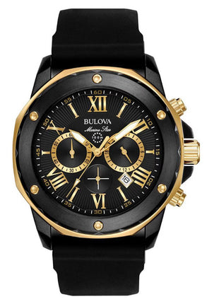Bulova reloj Mod. 98B278, color: negro con dorado, para caballero