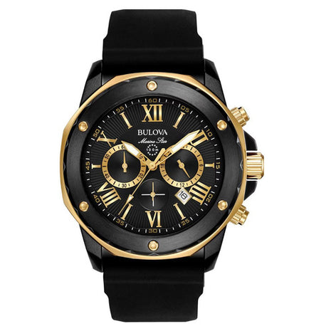 Bulova reloj Mod. 98B278, color: negro con dorado, para caballero