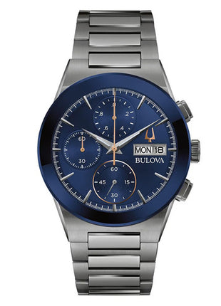 Bulova reloj Mod. 98C143, color: gris con azul, para caballero