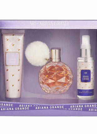 Ariana Grande Set 3 piezas Ari EDP 100 ml, Body Mist 118 ml y Body Souffle 100 ml Dama