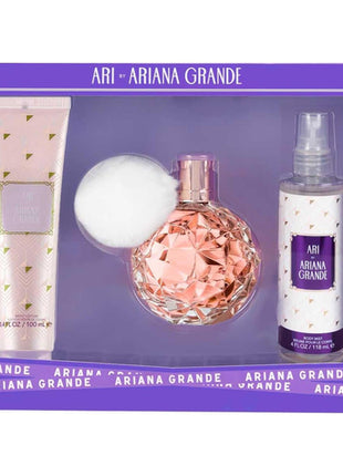 Ariana Grande Set Ari 3Pzs 100Ml Edp Spray + Body Mist 118Ml Spray + Body Souffle 100Ml . Dama