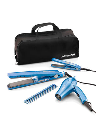 Babyliss Combo Alaciadora y Secadora BABNTPP10ES Mini Nano Titanium Azul