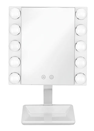 Conair Espejo LED estilo hollywood BEHW18ES plata luz ajustable y botones touch