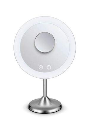Conair Espejo redondo LED inalámbrico BERC19ES metal 3 modos de luz aumento 10x touch control
