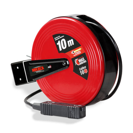 Mikels Carrete con extensión eléctrica CEE-10 rojo con negro de 10m retráctil