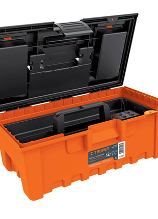 Caja plástica 22" con compartimentos, naranja