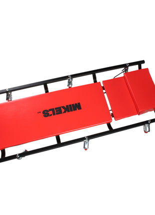 Mikels Cama acolchonada CM-3 rojo con respaldo 3 posiciones y 6 ruedas giratorias 40” largo