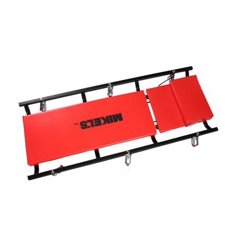 Mikels Cama acolchonada CM-3 rojo con respaldo 3 posiciones y 6 ruedas giratorias 40” largo