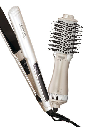 Plancha para cabello y secadora cepillo 2 en 1 COM416 Timco
