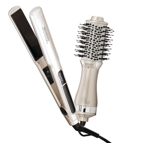 Plancha para cabello y secadora cepillo 2 en 1 COM416 Timco