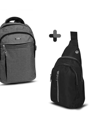 Mc.Carthy combo backpack + crossbody Mod. COMBO MC-022-10 GR, color: gris